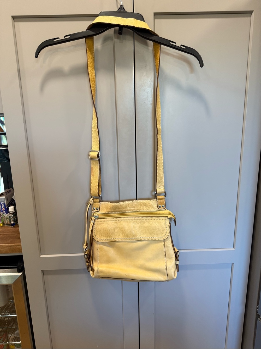 Fossil Yellow Leather Crossbody Bag